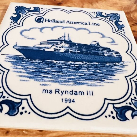 Holland America Line Cruiseline Ms Ryndam III 1994 Ceramic Coaster - Picture 3 of 6